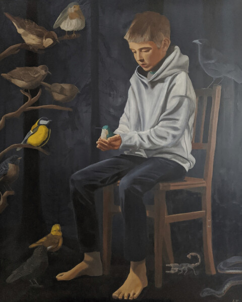 Bjørn i skoven – 120×150 cm